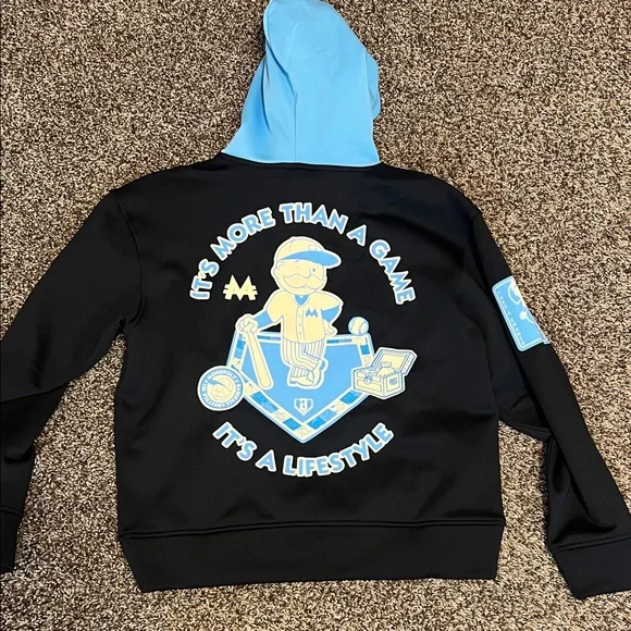 Baseball Lifestyle 101 x Monopoly, Boys XL Hoodie, Black with Blue accents, NWT - Picture 8 of 13